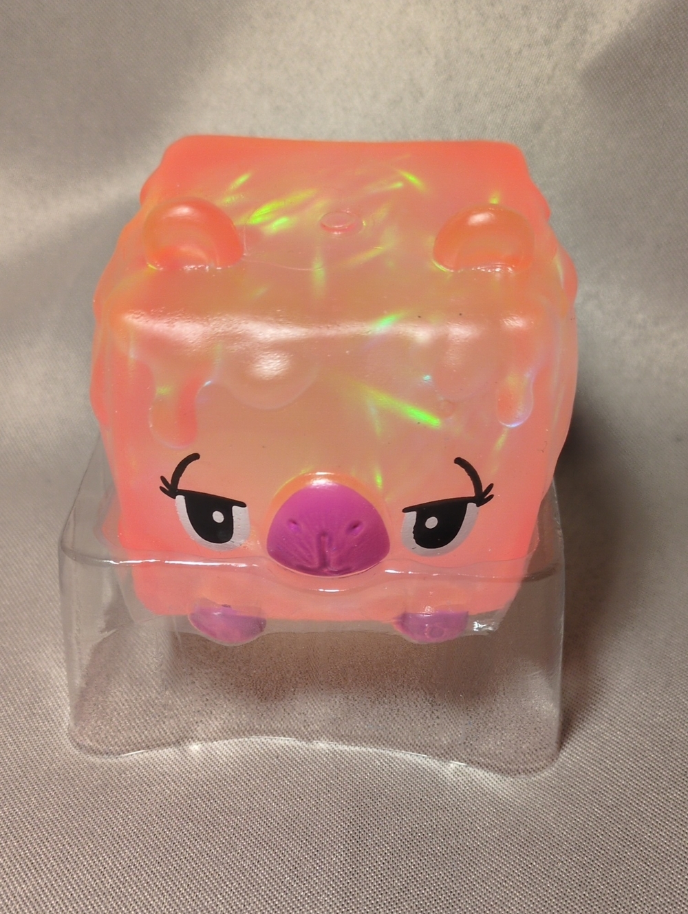 New! Orb Curiosities Cutie Cubes Pink And Orange Holographic Squishy Pig